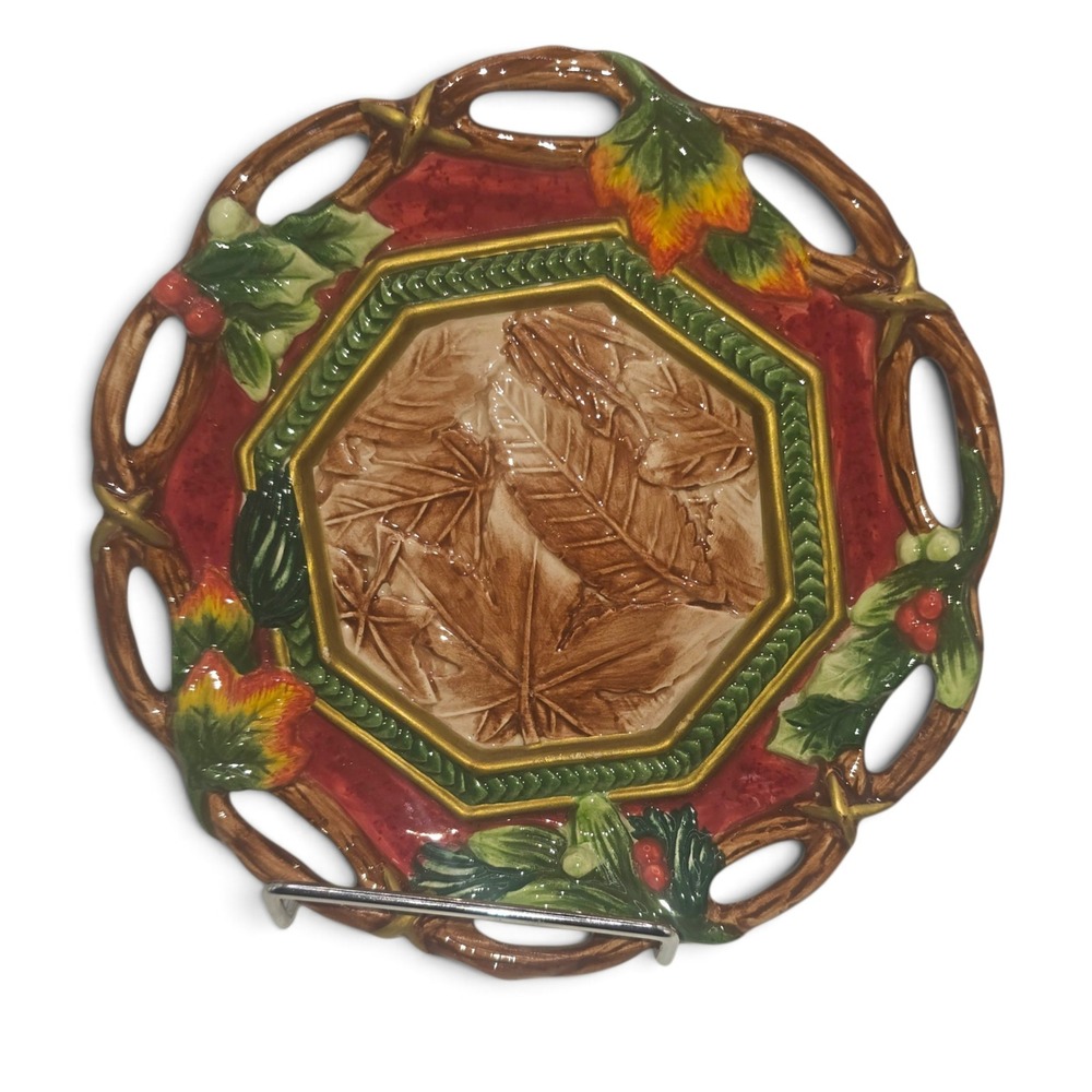 Fitz & Floyd 6" Pillar Candleholder Christmas Lodge